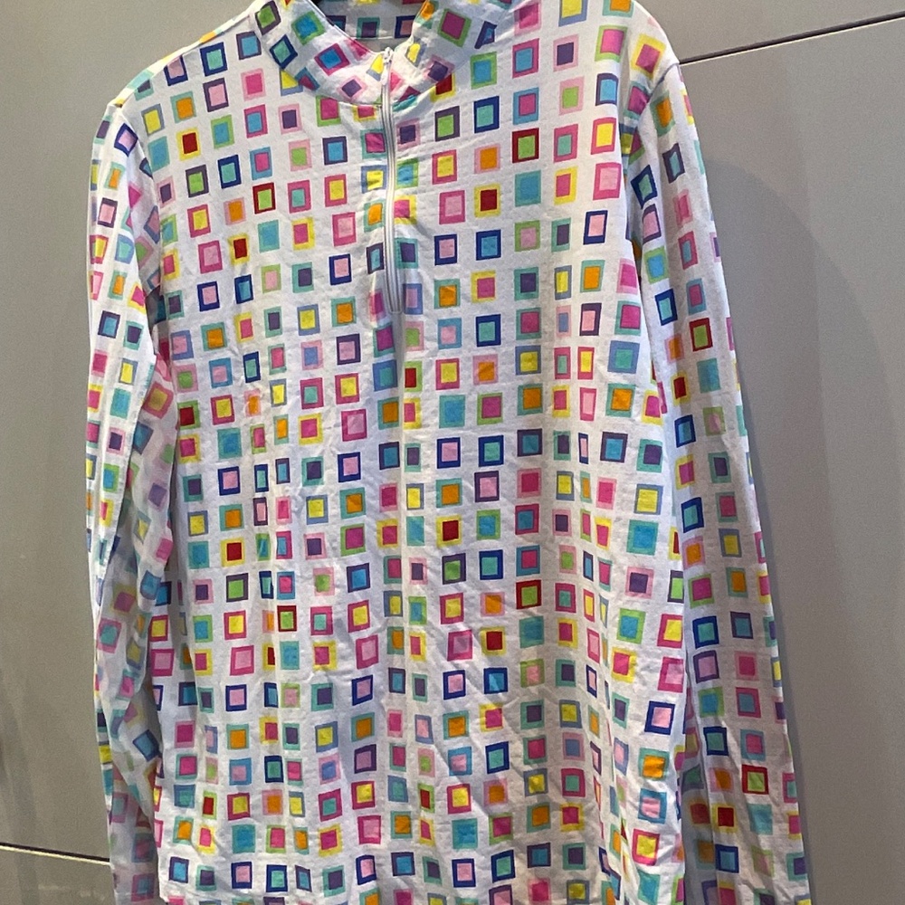 IBKUL MOCK NECK LONG SLEVE UPF+50 1/4 WHITE MULTI